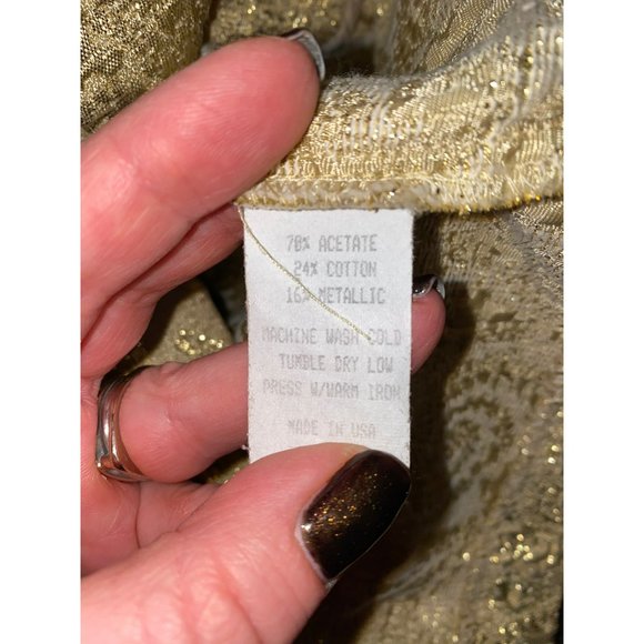 Anthropologie Ivy Jane Womens XS Metallic Gold Blazer Peter Pan Collar Ruffle Si - Picture 8 of 9